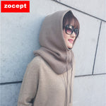 Women Scarf Hat Wool Blend Knitted Neck Hats Soft Warm Head Cap