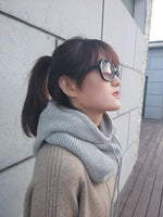 Women Scarf Hat Wool Blend Knitted Neck Hats Soft Warm Head Cap