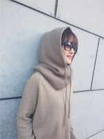 Women Scarf Hat Wool Blend Knitted Neck Hats Soft Warm Head Cap