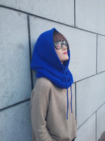 Women Scarf Hat Wool Blend Knitted Neck Hats Soft Warm Head Cap