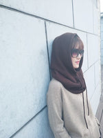 Women Scarf Hat Wool Blend Knitted Neck Hats Soft Warm Head Cap
