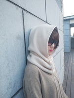 Women Scarf Hat Wool Blend Knitted Neck Hats Soft Warm Head Cap