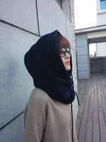 Women Scarf Hat Wool Blend Knitted Neck Hats Soft Warm Head Cap