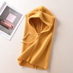 Women Scarf Hat Wool Blend Knitted Neck Hats Soft Warm Head Cap