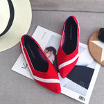 Women Flats Stretch Knitted Mixed Color Breathable Cozy Shoes Ladies Flats Light Driving Loafers