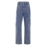 Pockets Patchwork High Waist Jeans Women Streetwear