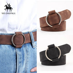 Genuine ladies fashion latest metal round buckle belt