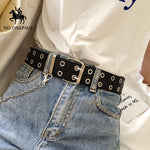 Women belt Genuine Leather Punk style fashion Pin Buckle jeans Decorative Belt Chain