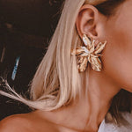 Elegance Silver Gold Big Flower Drop Dangle Earring for Women