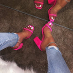 Women Transparent Sandals Ladies High Heel Slippers Open Toes Thick Heel
