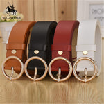 Women's gold buckle wild belts Circle Pin Buckles Belt