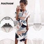 Women Party Dresses Geometric Print Beach Dress