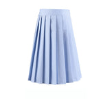 Women high waist pleated plaid skirt
