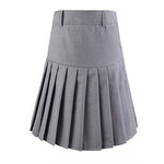 Women high waist pleated plaid skirt