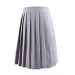 Women high waist pleated plaid skirt