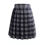 Women high waist pleated plaid skirt