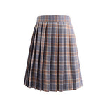 Women high waist pleated plaid skirt