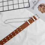 Women belt Genuine Leather Punk style fashion Pin Buckle jeans Decorative Belt Chain