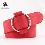 Genuine ladies fashion latest metal round buckle belt