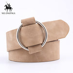 Genuine ladies fashion latest metal round buckle belt