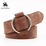 Genuine ladies fashion latest metal round buckle belt