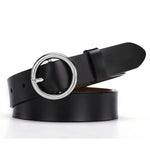 Genuine ladies fashion latest metal round buckle belt