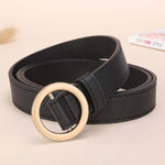 Genuine ladies fashion latest metal round buckle belt