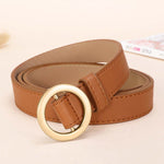 Genuine ladies fashion latest metal round buckle belt