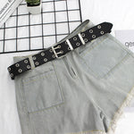 Genuine ladies fashion latest metal round buckle belt