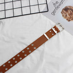 Genuine ladies fashion latest metal round buckle belt