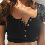 Women ladies Short Sleeve Crop top elegant Plain Tank