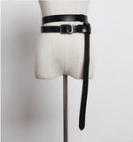 Genuine leather belt waist wide black belt Tie-in shirt waist belt straps