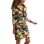 Long Sleeve Shirt Dress Beach Dresses Women Casual Striped Mini Party Dress