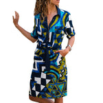Long Sleeve Shirt Dress Beach Dresses Women Casual Striped Mini Party Dress
