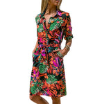 Long Sleeve Shirt Dress Beach Dresses Women Casual Striped Mini Party Dress