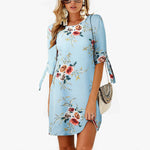 Women Summer Dress Floral Print Beach Dress Tunic Sundress Loose Mini Party Dress