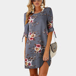 Women Summer Dress Floral Print Beach Dress Tunic Sundress Loose Mini Party Dress