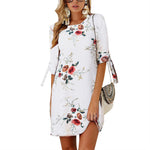 Women Summer Dress Floral Print Beach Dress Tunic Sundress Loose Mini Party Dress