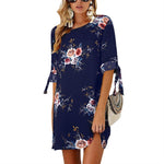 Women Summer Dress Floral Print Beach Dress Tunic Sundress Loose Mini Party Dress