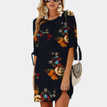Women Summer Dress Floral Print Beach Dress Tunic Sundress Loose Mini Party Dress
