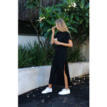 Maxi T Shirt Dress Women Sexy Vintage Casual Black Long Dresses