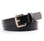 Snake Skin Print Belts For Women Gold Square Pin Buckle