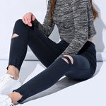 Hole Ripped Jeans Women Jeggings Cool Denim High Waist