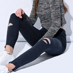 Hole Ripped Jeans Women Jeggings Cool Denim High Waist