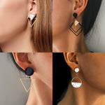 Round Dangle Drop Korean Earrings For Women