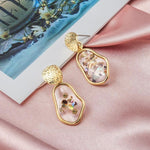 Round Dangle Drop Korean Earrings For Women