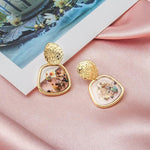 Round Dangle Drop Korean Earrings For Women