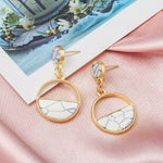 Round Dangle Drop Korean Earrings For Women