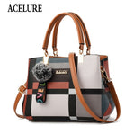 Casual Plaid Shoulder Bag Women Leather Handbags