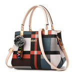 Casual Plaid Shoulder Bag Women Leather Handbags